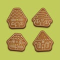 realistic gingerbread house collection vector design illustration