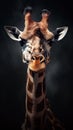 Realistic Giraffe on Dark Background AI Generated