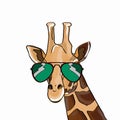 Realistic Giraffe head and sunglasses