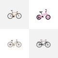 Realistic For Girl, Childlike, Fashionable And Other Vector Elements. Set Of Bike Realistic Symbols Also Includes