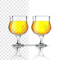 Realistic Glass With Apple Cider Or Beer Vector