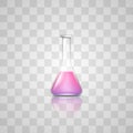 Realistic glass beaker flask, laboratory chemical glassware. Lab equipment for school, testing Royalty Free Stock Photo