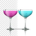 Realistic Glass With Beverage Cocktail Vector
