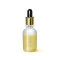 Realistic glass bottle with dropper. Cosmetic vial for oil, collagen serum. Mock up vector illustration isolated on white Royalty Free Stock Photo