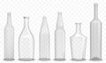 Realistic glass empty bottle in various design set vectro illustration. Royalty Free Stock Photo