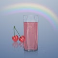 Realistic glass filled with juice on light background, clear glass with juice with water droplets, vector illustration Royalty Free Stock Photo