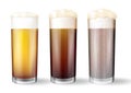 Realistic beer glasses with water drops. Royalty Free Stock Photo