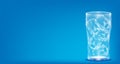 Realistic glass with ice water. copy space blue background. vector illustration eps10 Royalty Free Stock Photo