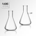 Realistic Glass Laboratory Equipment Set. Flasks Or Beakers. EPS10 Vector Royalty Free Stock Photo