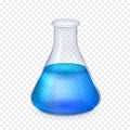Realistic glass laboratory flask with
