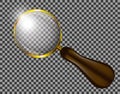 Realistic glass. Magnification zoom scrutiny microscope lens. Isolated vector mockup Royalty Free Stock Photo