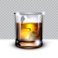 Realistic Glass Of Scotch Whiskey And Ice In It Royalty Free Stock Photo