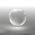 Realistic glass sphere, vector illustration EPS10. Big transparent glossy 3d ball with glares Royalty Free Stock Photo