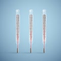 Realistic glass thermometer for measuring the temperature of the human body. Thermometer medical on light background