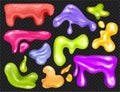 Realistic Glitter Slime Background Transparent Icon Set