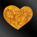 Realistic Glittering Golden Heart for Celebratory Decoration.