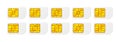 Realistic global big collection phone sim card with different EMV chips. Nfc chip for credit card security isolated on