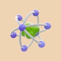 Realistic glossy atom physic symbol isometric flat icon ozone molecular 3d render