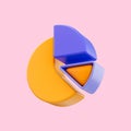 Realistic glossy business pie chart icon 3d render concept for analyzing marketing