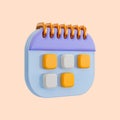 realistic glossy calendar icon 3d render concept for remember date time