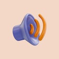 Realistic glossy cartoon look sound speaker icon 3d render concept for loud microphone