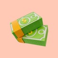 Realistic glossy dollar note bundle icon 3d render concept for Bunches of money
