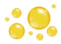 Realistic glossy gold bubbles. Royalty Free Stock Photo