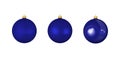 Realistic glossy, matte and satined blue christmas toys. Royalty Free Stock Photo