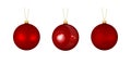 Realistic glossy, matte and satined red christmas toys. Royalty Free Stock Photo