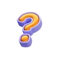 Realistic glossy question mark icon 3d render for a solution decision