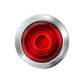 Realistic glossy red transparent circle button. Vector illustration Eps10