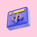 Realistic glossy website code interface icon 3d render concept for Web Development