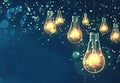 A realistic glowing light bulb design, representing the idea generation process for a creative and engaging business presentation Royalty Free Stock Photo