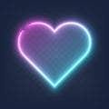 Realistic glowing shape neon heart frame isolated on transparent background with place for text. Shining and glowing