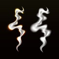 Realistic Glowing Smoke Waves Set. Vector Template Transparent Texture of Cigarette Smoke. Hot Steam Illustration Royalty Free Stock Photo
