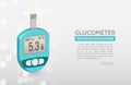 Realistic glucose meter vector illustration. Diabetes blood glucose test. Modern electronic device glucometer Royalty Free Stock Photo