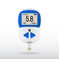 Realistic glucose meter vector illustration. Diabetes blood glucose test Royalty Free Stock Photo