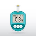 Realistic glucose meter vector illustration. Diabetes blood glucose test. Modern electronic device glucometer Royalty Free Stock Photo