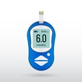 Realistic glucose meter vector illustration. Diabetes blood glucose test