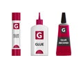 realistic glue tube stick bottle mockup set