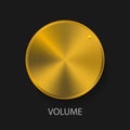 Realistic gold button, volume knob  on a black background Royalty Free Stock Photo