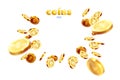 Realistic Gold coins explosion.