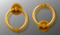 Realistic gold door knocker handles, ring knobs