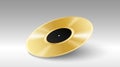 Realistic gold gramophone vinyl LP record. Golden retro music disc award. prize
