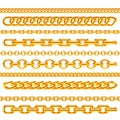 Realistic gold necklace chains vector brushes set