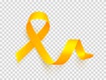 Realistic gold ribbon. World childhood cancer awareness symbol, vector illustration. Royalty Free Stock Photo