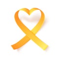 Realistic gold ribbon. World childhood cancer symbol 15th of february.