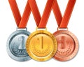 Realistic gold, silver and bronze medal Royalty Free Stock Photo
