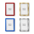 Realistic gold, silver, red and blue vector picture frames Royalty Free Stock Photo