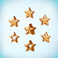 Realistic gold star set. Award icon collection. Vector illustration Royalty Free Stock Photo